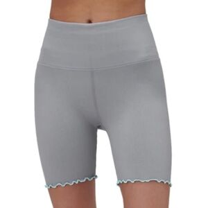 Spiritual Gangster Seamless Ruffle Biker Short, Gray, Size XS/S